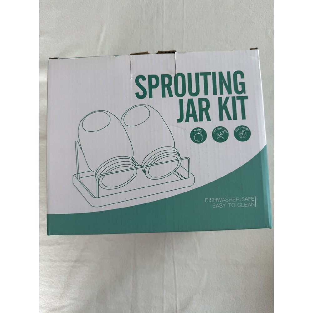 Seed Sprouting Jar Kit 2 Wide Mouth Mason Jars & Stainless Steel Stand With Drip